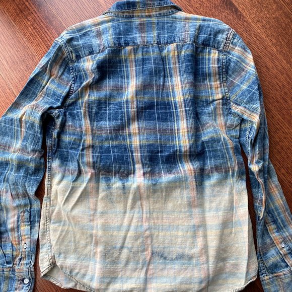 Acid Washed Plaid Denim Top - Picture 2 of 6